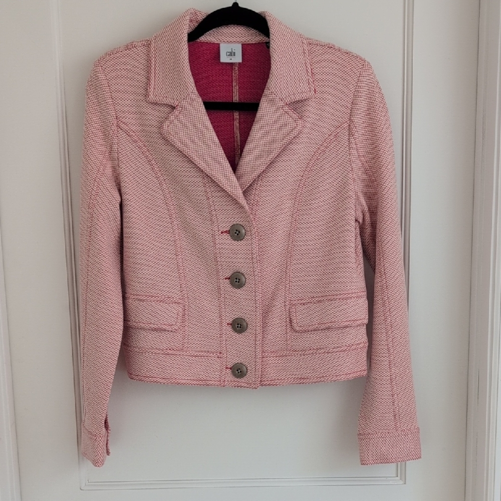 CAbi Amelia Knit Blazer Jacket #5301 Medium M Cropped Cotton Blend EUC